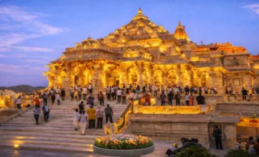 Evening view Ram Mandir Ayodhya in varanasi ayodhya tour package