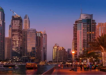 Dubai skyline waterfront view