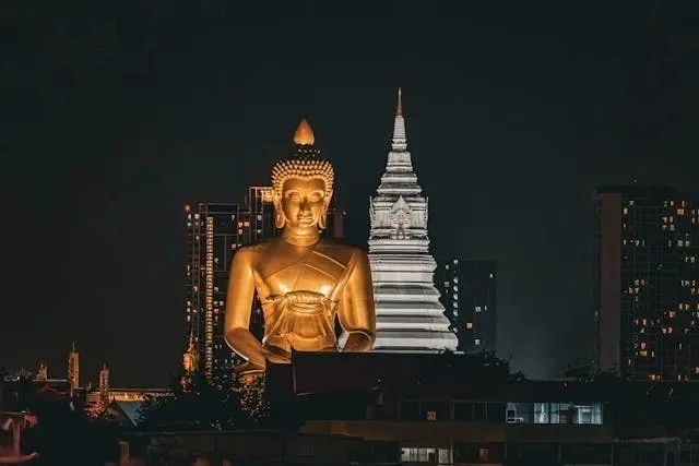 Giant Golden Buddha statue at Wat Paknam Phasi Charoen Bangkok