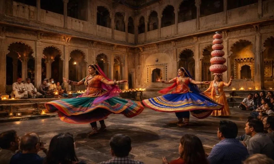 Evening cultural program at Bagore Ki Haveli Udaipur courtyard