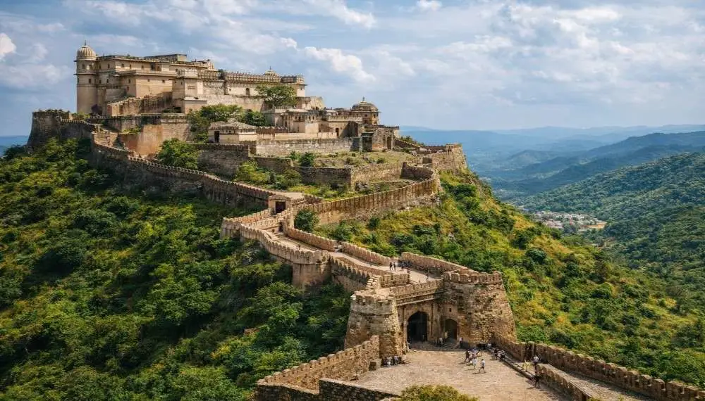 Kumbhalgarh Fort, one of the most famous forts in Udaipur, standing proudly on the Aravalli hills