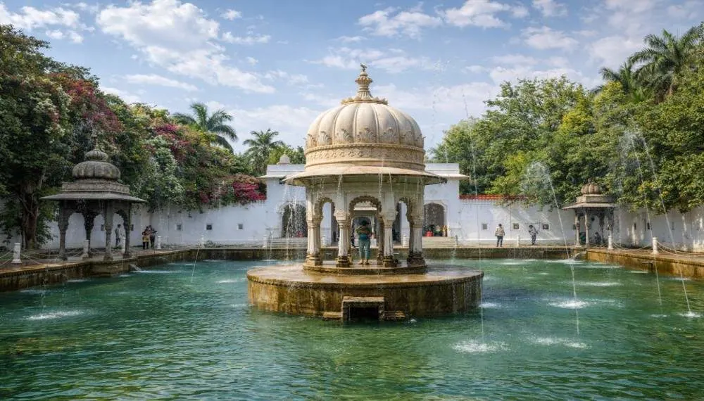 Saheliyon Ki Bari garden with marble pavilion in Udaipur