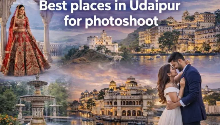 Best places in Udaipur for photoshoot featuring City Palace, Lake Pichola and romantic couple shoot locations