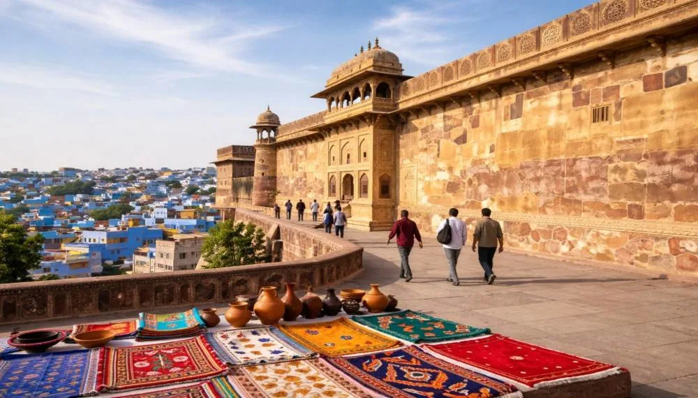 Best time to visit Mehrangarh Fort showing pleasant weather and city view