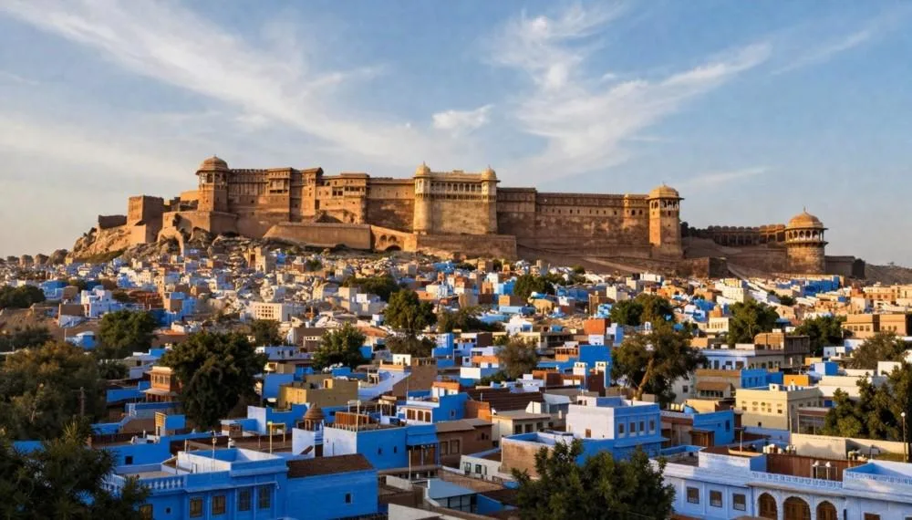 Mehrangarh Fort view over blue city of Jodhpur