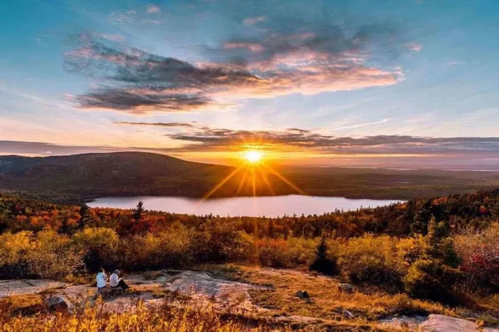 Beautiful sunrise view at Acadia National Park Maine in best places to visit in june usa