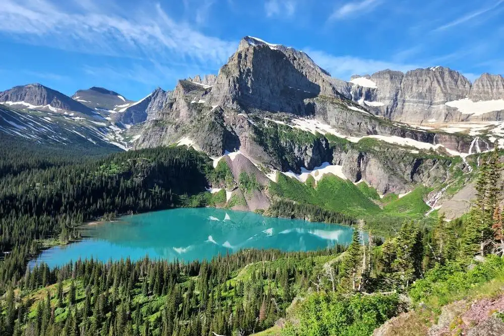 Beautiful mountain lake view at Glacier National Park Montana