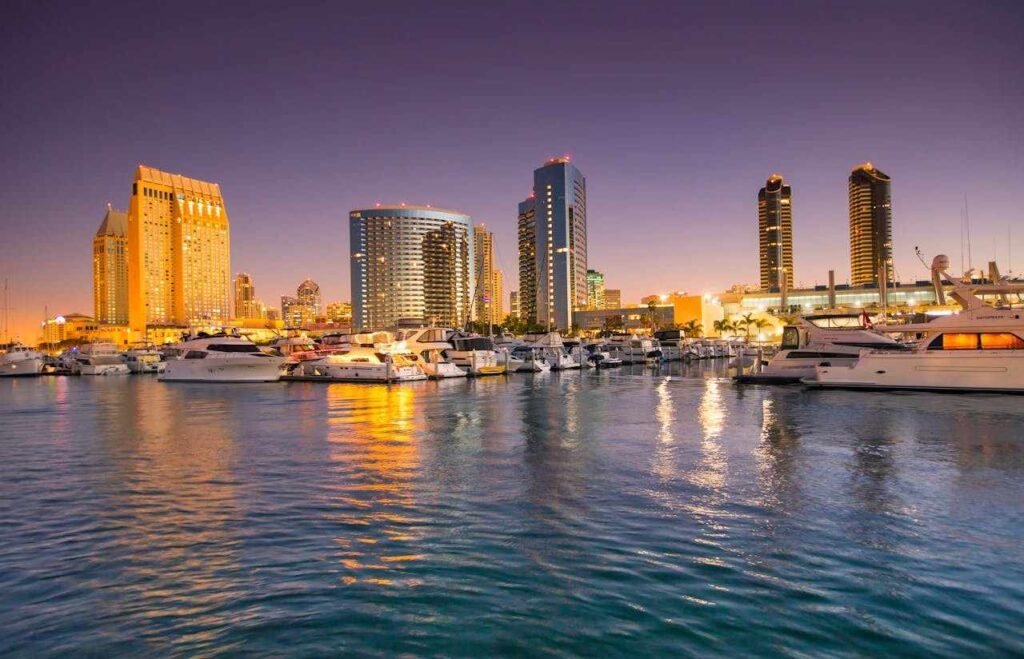 Beautiful San Diego California harbor view at night in best places to visit in june usa guide