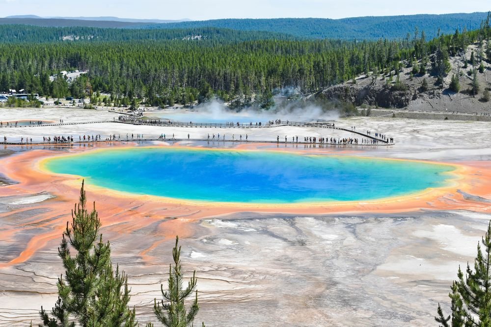 Grand Prismatic Spring in Yellowstone, one of the best places to visit in september usa