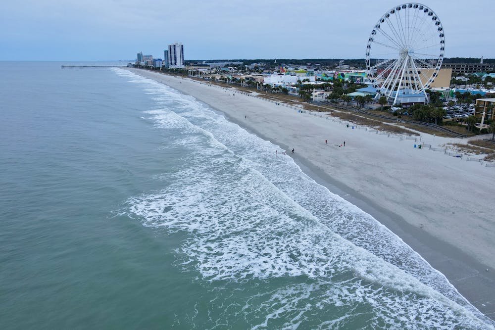 Myrtle Beach boardwalk and Ferris wheel making it one of the best beach vacations in the us