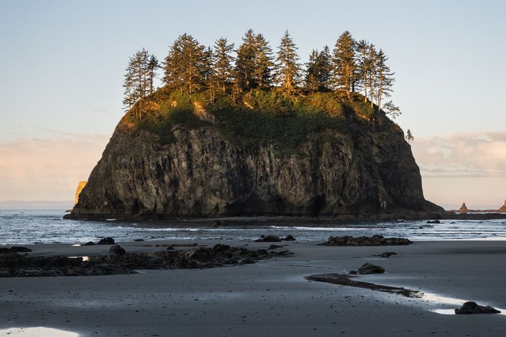 Rugged sea stack at Olympic National Park, one of the best national parks to visit in August.